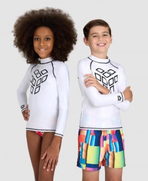 Rashguards Arena Junior Long Sleeve για αγορια ασπρα | 9956992