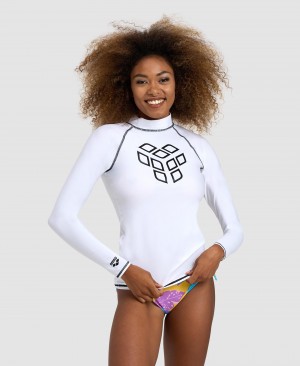 Rashguards Arena Long Sleeve γυναικεια ασπρα | 14472087