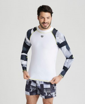 Rashguards Arena Long Sleeves Allover ανδρικα ασπρα | 33309630