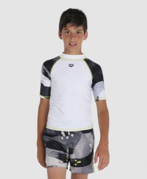 Rashguards Arena κοντο Sleeve για αγορια ασπρα | 5935519