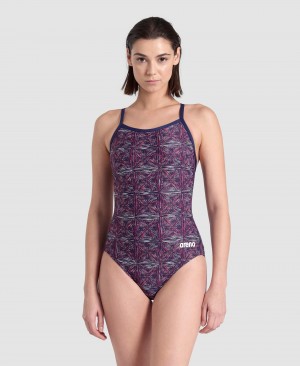 Μαγιό Arena Abstract Tiles Light Drop Back γυναικεια μωβ | 17441795
