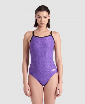 Μαγιό Arena Abstract Tiles Light Drop Back γυναικεια μωβ | 68669681