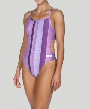 Μαγιό Arena Blended Stripe Challenge Back γυναικεια μωβ | 18302611
