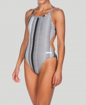 Μαγιό Arena Blended Stripe Challenge Back γυναικεια γκρι | 48862474