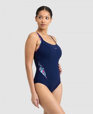 Μαγιό Arena Bodylift Francy Panel λουρακια Back γυναικεια σκουρο μπλε | 48830004