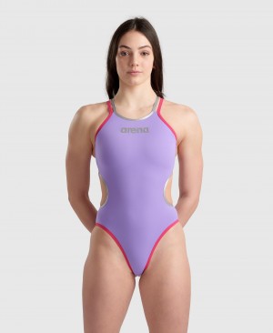 Μαγιό Arena Double Cross Back γυναικεια μωβ | 62437097