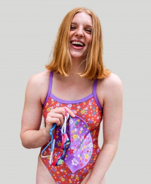 Μαγιό Arena Lydia Jacoby Capsule συλλογη Challenge Back - Vintage Floral γυναικεια κοκκινα | 45764889