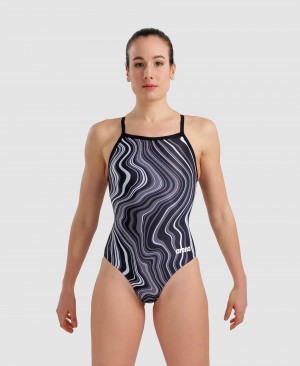 Μαγιό Arena Marbled Lightdrop Back γυναικεια μαυρα | 65105488