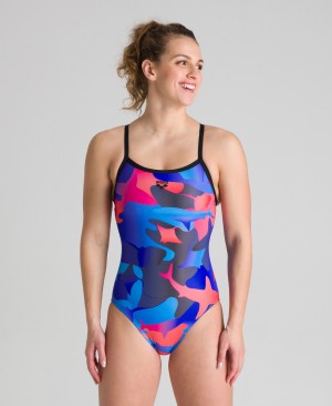 Μαγιό Arena Shark Camo Light Drop Back γυναικεια μπλε | 17601511