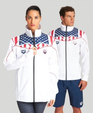 Μπουφαν Arena USA Swimming Team Kit Warm Up - Official Line γυναικεια ασπρα | 30121619