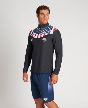 Μακρυμάνικο πουκάμισο Arena USA Swimming Team Kit Half Zip Shirt ανδρικα γκρι | 97532331